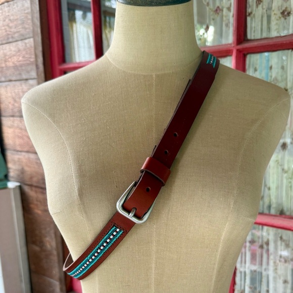 Lucky Brand Beaded Leather Belt - Picture 3 of 9